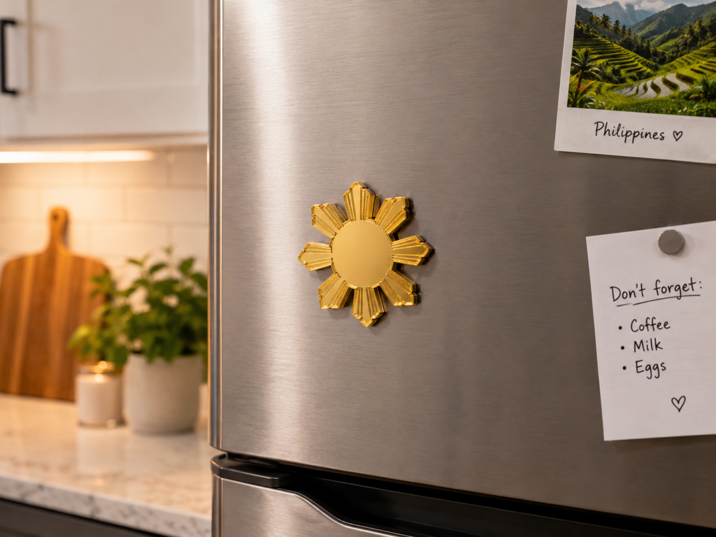 Mirror Gold Filipino Sun Fridge Magnet