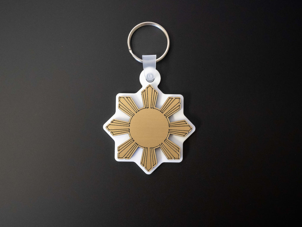 Metallic Brushed Gold Filipino Sun Araw Keychain