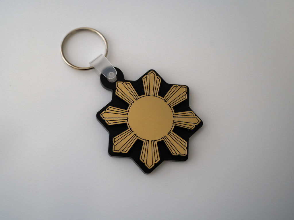 Metallic Brushed Gold Filipino Sun Araw Keychain