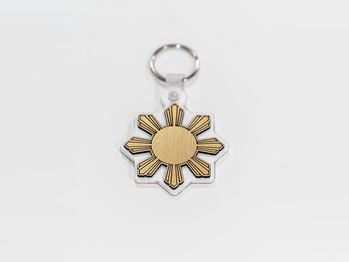 Metallic Brushed Gold Filipino Sun Araw Keychain