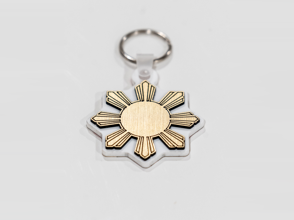 Metallic Brushed Gold Filipino Sun Araw Keychain
