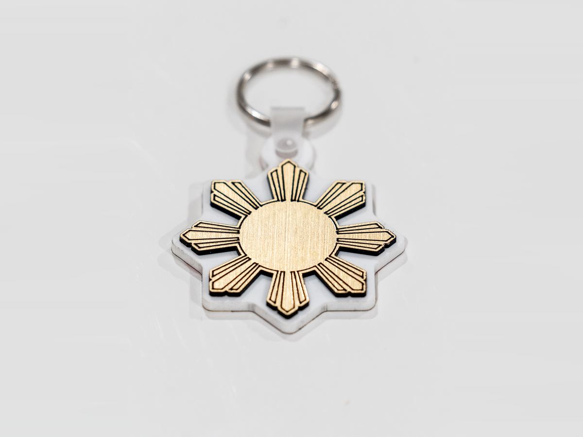 Metallic Brushed Gold Filipino Sun Araw Keychain