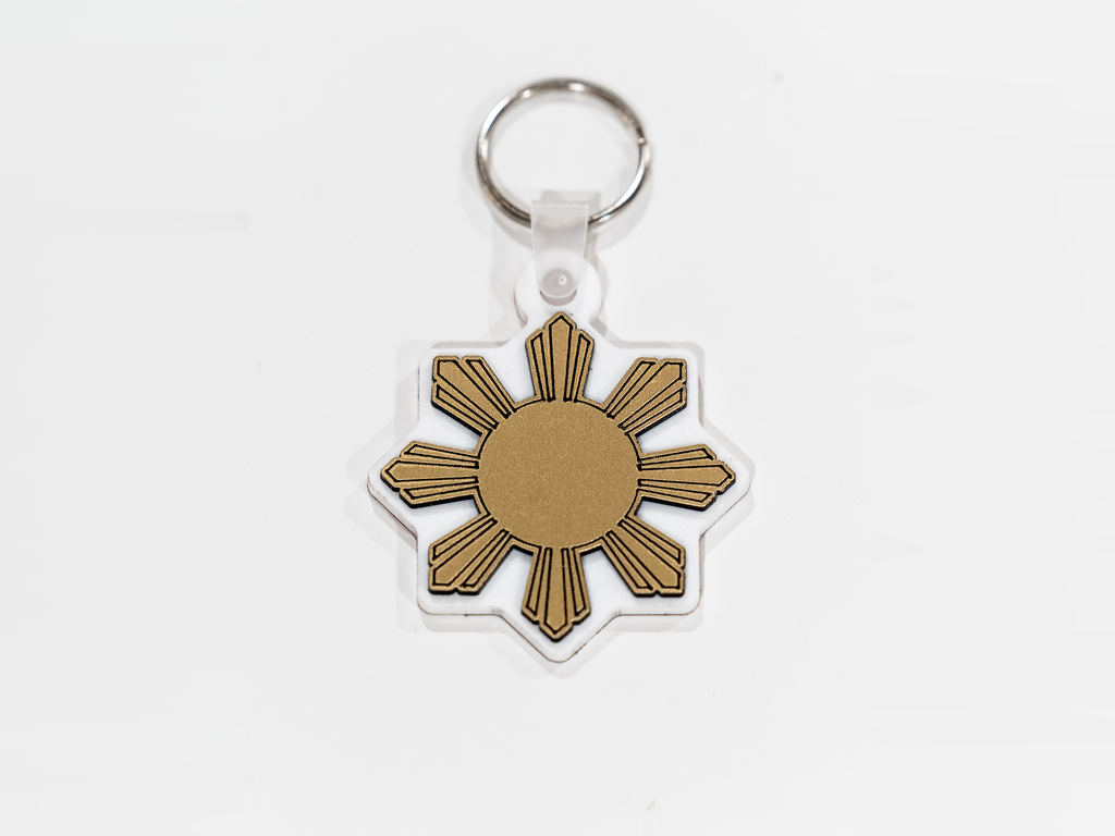 Metallic Brushed Gold Filipino Sun Araw Keychain