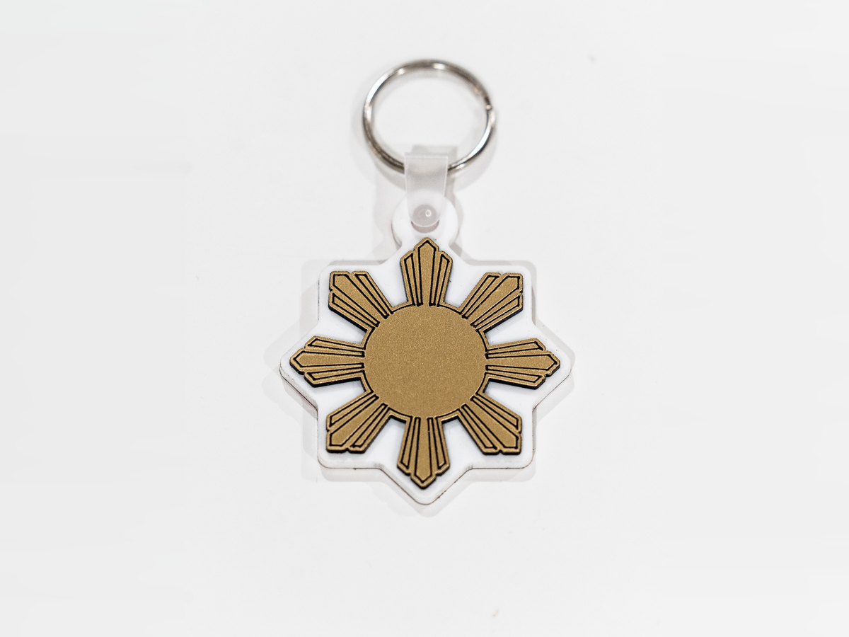 Metallic Brushed Gold Filipino Sun Araw Keychain