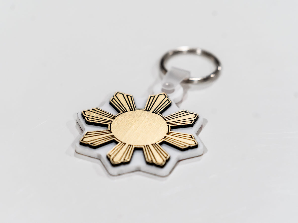 Metallic Brushed Gold Filipino Sun Araw Keychain