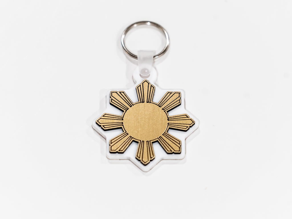 Metallic Brushed Gold Filipino Sun Araw Keychain
