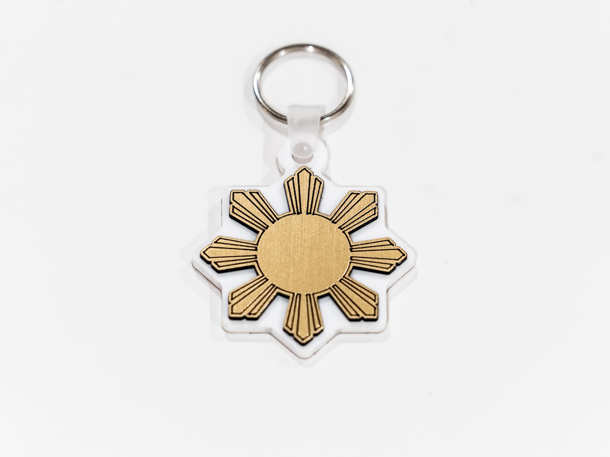 Metallic Brushed Gold Filipino Sun Araw Keychain