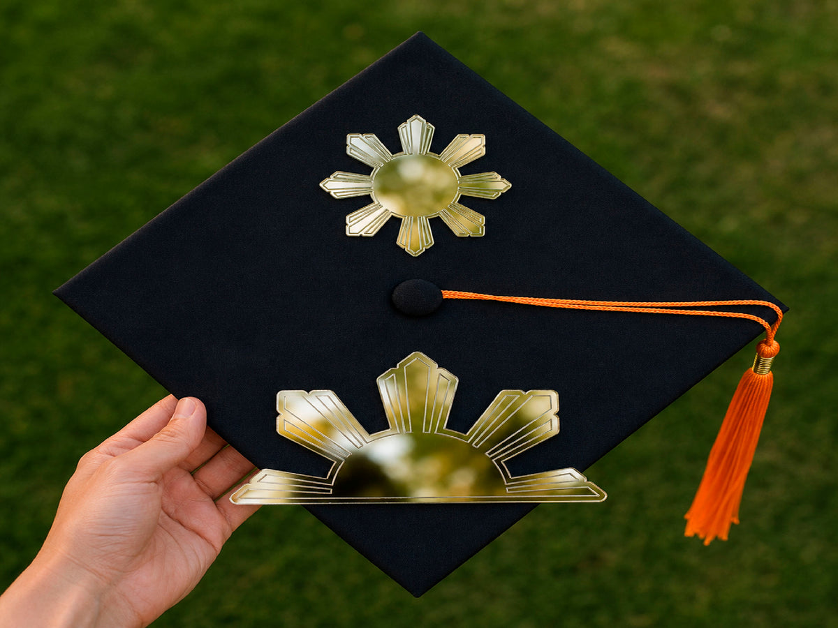 Filipino Mirrored Gold Graduation Cap Topper