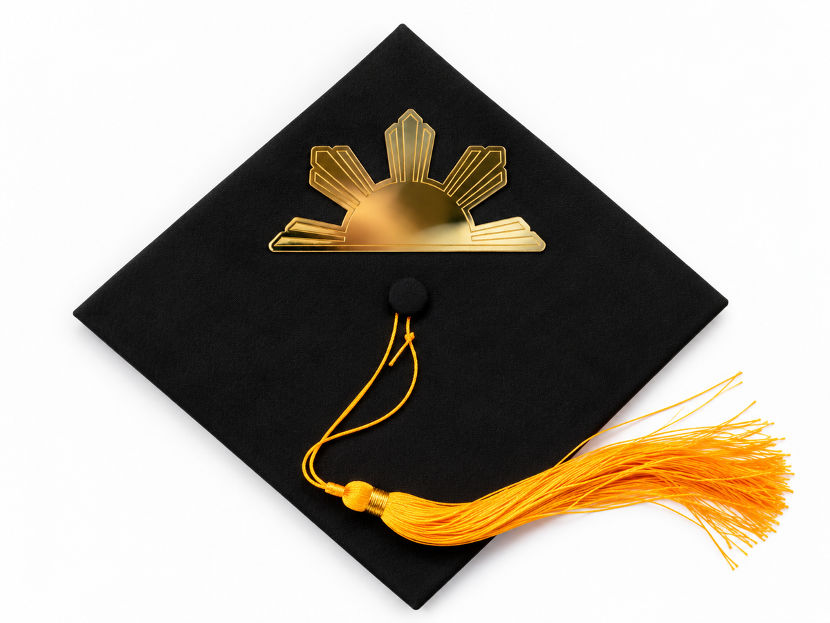 Filipino Mirrored Gold Graduation Cap Topper