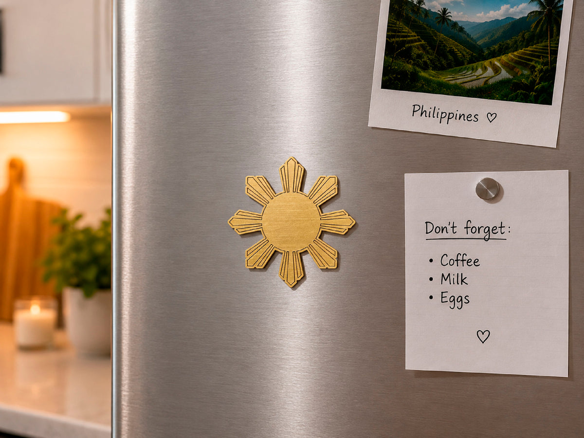 Brushed Gold Filipino Sun Magnet