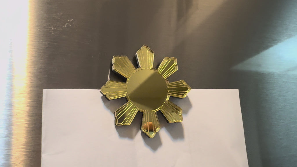 Mirror Gold Filipino Sun Fridge Magnet