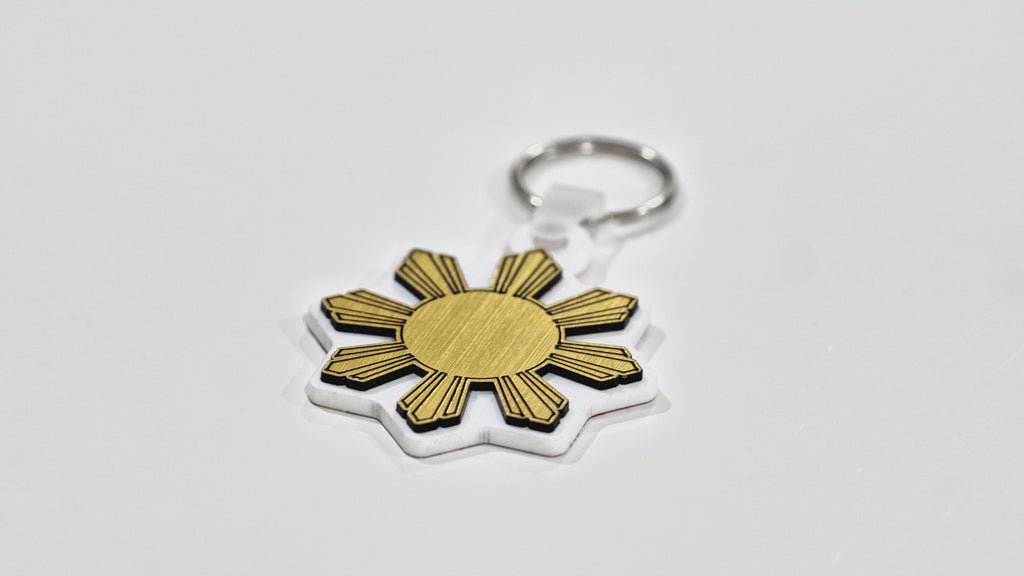 Metallic Brushed Gold Filipino Sun Araw Keychain